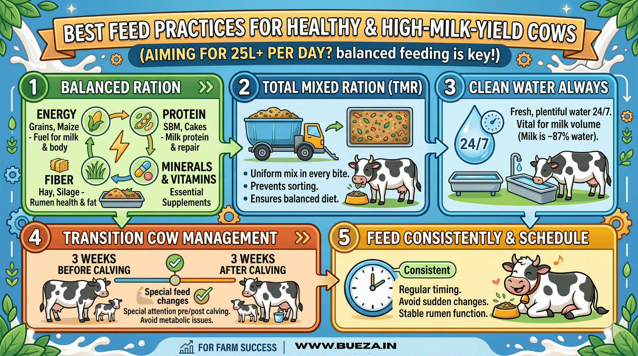Best Feed Practices for Healthy and High-Milk-Yield Cows: How to Hit 25 Liters/Day